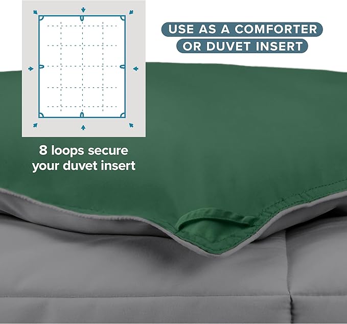 Bare Home King/California King Comforter - Reversible Colors - Goose Down Alternative - Ultra-Soft - Premium 1800 Series - All Season Warmth - Bedding Comforter (King/Cal King, Grey/Forest Green)