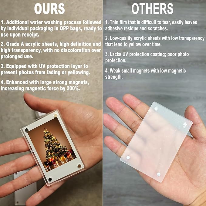 HELPLEX Acrylic Fridge Magnetic Frame, 6 Pack Polaroid Magnet Frame 2.36 x 3.54 Inch Double Sided Refrigerator Magnet Picture Frame for Fujifilm Instax Mini, Clear Photo Display Frames