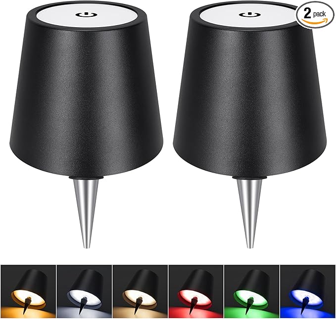 DUSKTEC Wireless Wine Bottle Lampshade, 8 RGB Light Modes, Light Temperature 3000-6500K, Rechargeable Touch Wine Bottle Lamp, Portable Wireless Bottle Lamp, Bar Lights, Party, Gift (Black, 2PCS)