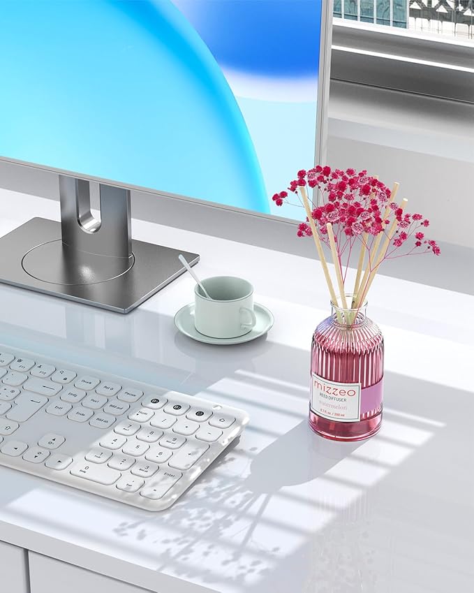 MIZZEO Reed Diffuser Set, Watermelon 6.76 fl oz Highly Scented Room Diffuser Home Fragrance Essential Oil Reed Flower Diffuser, House Bedroom Office Decor & Gifts