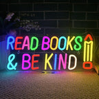 WLHOPE Read Books Be Kind Neon Sign Neon Signs for Wall Decor Dimmable Read Books Neon Lights LED Sign for Book Lovers Gifts Bedroom Bookstore Reading Room Library Study Room Decoration