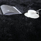 CAIYUECS Shag Area Rug,Indoor Ultra Soft Plush Rugs for Bedroom Living Room, Non-Skid Modern Nursery Faux Fur Rugs for Kids Room Home Decor (8x10 Feet, Black)