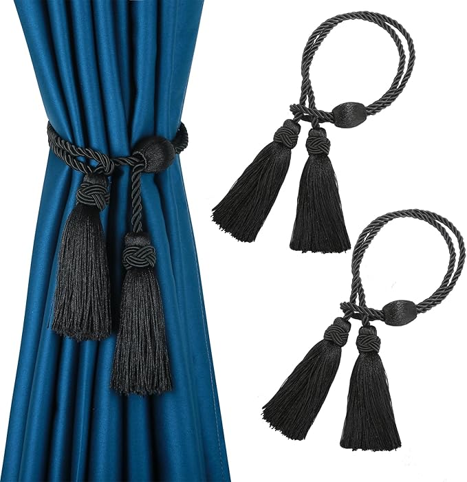 Curtain Tiebacks with Tassel,Modern Rope Window Curtain Ties Backs for Draperies, Outdoor Elegant Decorative Curtain Holdbacks