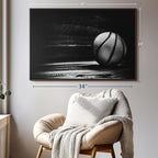 ElephantStock Basketball Wall Art - Horizontal Framed Canvas - 1-Piece Hallway Wall Decor - Photography sports Canvas Print - Black and Gray Decor for Wall - 37" X 25"