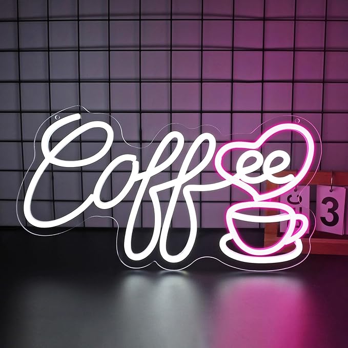Coffee Neon Sign, Neon Signs for Wall Decor Neon LED Signs Room Neon Light Up Signs Home Decor for Business Cafe Restaurant Club Party Bar Shop USB Operated