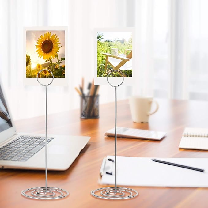 MANGZ 15 Pack 8.75 Inch Tall Table Number Holder, Place Card Holder, Wire Photo Holder Clip Perfect for Weddings, Banquets