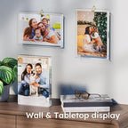 AITEE 4x6 Acrylic Picture Frames 3 Pack: 20% Thicker Block, Clear Picture Frames Freestanding Double Sided Magnetic Acrylic Lucite Frameless Transparent Square Photo Frame Gift for Wall and Desktop Display