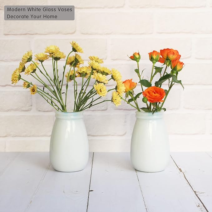 YANLING 6 Pack White Vase for Decor Ceramic Vase for Flowers, Small Bud Vases for Home Decor White Flower Vase, Boho Vases Dried Flowers Vases