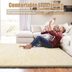 8x10 Fluffy Area Rugs for Living Room,Shag Area Rug for Bedroom,Ivory Soft Fuzzy Rug Non-Shedding Indoor Plush Carpet for Kids Bedroom Nursery Home Decor