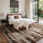 Area Rugs for Living Room, 5x7 Feet Soft Fluffy Shagg Plush Rug High Pile Large Indoor Modern Non-Slip Floor Carpet for Bedroom Nursery Kids Home Room Dorm Decor Aesthetic Tie-Dyed Khaki