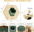 Hexagonal Wooden Wall Planter, Self Watering Living Vertical Planters Indoor, Wooden Frame Planter Wall Decoration Home Office 2pc