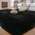 Black Area Rug for Living Room: 5x8 Area Rug Fluffy Shag Bedroom Rugs-Black Shag Area Rugs 5x8 Plush Fuzzy Soft Carpet for Living Room,Bedroom