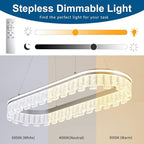 Modern Pendant Lights Kitchen Island, 35.5" Dimmable LED Elliptical Runway Light Fixture Silvery Gray Aluminum Bar Lights Hanging for Dining Room, Kitchen, Restaurant, Living Room