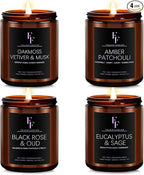 Scented Candles Set, Candles for Home Scented Soy Wax Candle, 4 Pack 28 Oz Aromatherapy Candles Gift Set for Women Men (Patchouli/Vetiver/Sage/Rose)