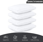 Utopia Bedding Bed Pillows for Sleeping Queen Size (White), Set of 4, Cooling Hotel Quality, Gusseted Pillow for Back, Stomach or Side Sleepers
