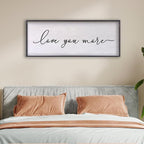 Love You More Sign Wall Decor 24×10 Inch Above Bed for Master Bedroom Ready to Hang Wood Framed Art (Black)