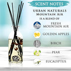 Urban Naturals Mountain Air Scented Fragrance Oil Reed Diffuser & Room Freshener | Golden Apples, Birch Wood, Fennel, Pear Eucalyptus, Mint & Aromatic Sage | Decorative Botanicals | Vegan | USA Made