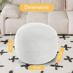 MeMoreCool Round Stuffed Pouf Ottoman Foot Rest, Floor Pouf Foot Stool with Soft Foam Chunk Filling, Small Round Ottoman Footstool Circle Footrest for Living Room, Off-White