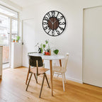 1st owned Wall Clock for Living Room -13" Silent Non Ticking,Battery Operated,Black Metal, Antique Wood Clocks for Farmhouse,Dining Room,Bedroom,Kitchen Clock Wall Decor- Arabic Numerals