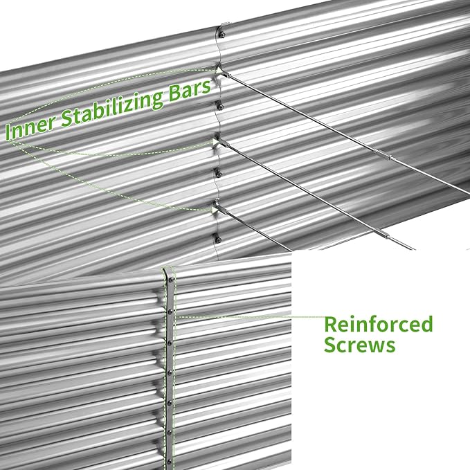 Land Guard 6×3×2 ft Galvanized Metal Raised Garden Bed, 2FT Deep Root Elevated Planter Box Steel Large Vegetable Flower Bed Kit（Silver）