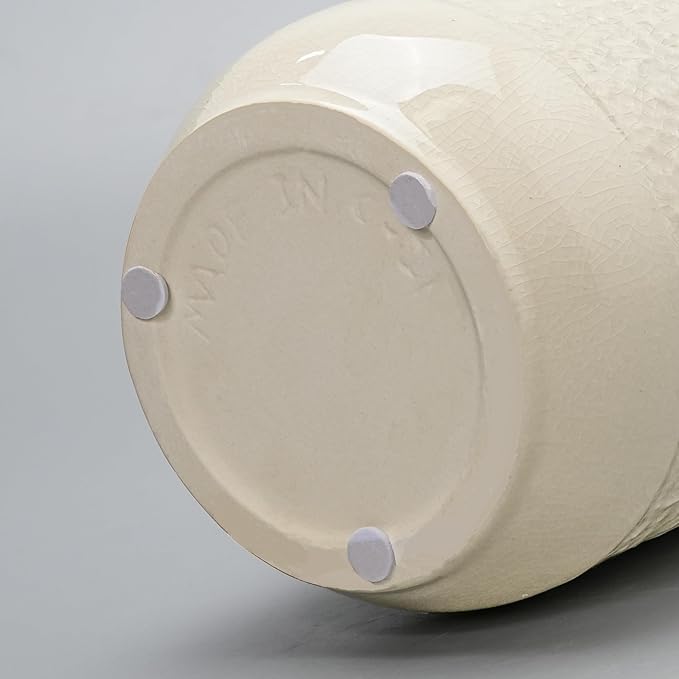 White Ceramic Vase for Flowers, 9 Inch Modern Decorative Vase for Home Decor, Centerpieces, Table, Living Room, Bathroom, Kitchen, Jarrones Decorativos para Sala