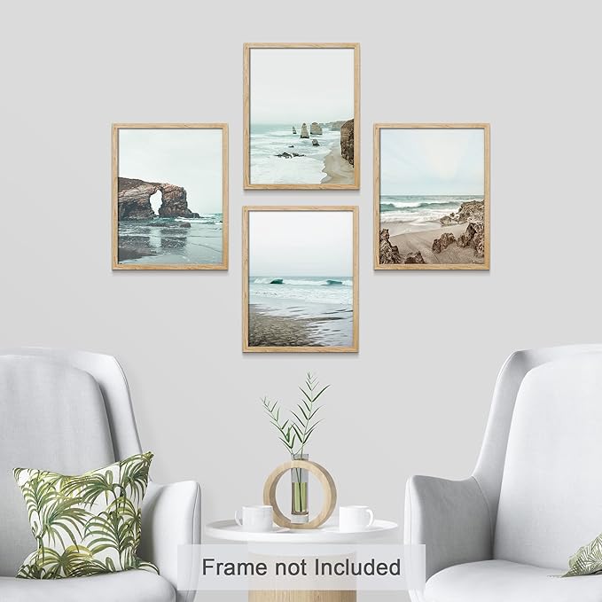 SIGNWIN Poster Bathroom Decor 8"x10"x 4, Wall Art Room Decor Multicolor for Living Room, Bedroom, Office Rocky Storm Cloud Sky Beach Ocean Landscape Nature Wilderness Landscape Colorful Rustic