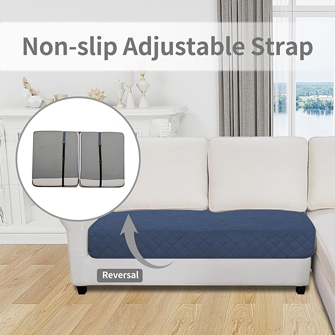 Easy-Going Sectional Couch Covers for Dogs L Shape Sofa Cover Reversible Sofa Slipcover Chaise Lounge Cover Furniture Protector Cover for Pets Dog Cat (30 x 50 inches, Dark Blue/Light Blue)