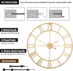 1st owned Large Wall Clock for Living Room Decor Silent Non-Ticking Decorative Wall Clock Roman Numerals Vintage Battery Operated for Kitchen Farmhouse Cafe Office Decor (Gold, 32 Inches)