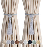 Fenghuangwu Curtain Tiebacks Tassel Tie-Backs, Rope Curtain tie Backs Handmade Curtain Holdbacks Made from Polyester (Silver, 2p)