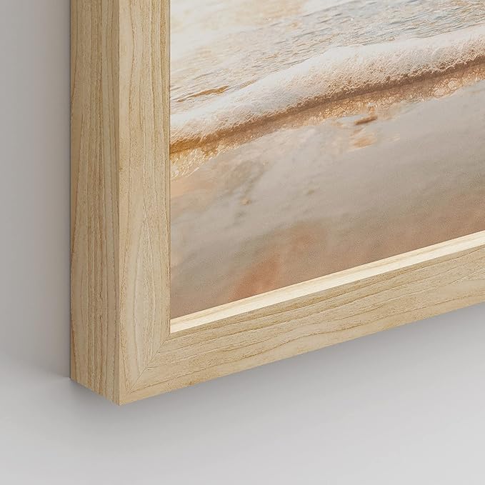 SIGNWIN Framed White Minimal Beach Shore Ocean Sea Seashell Wall Art, Set of 4 Landscape Colorful Wall Decor Prints, Nature Wilderness Wall Décor for Living Room, Bedroom - 11"x14" Natural