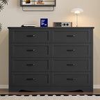 8-Drawer Dresser for Bedroom, Modern Wooden Chest of Drawers with Metal Handles, Anti-Tipping Design, Sturdy and Stable Storage Organizer for Living Room, Entryway, Home Office