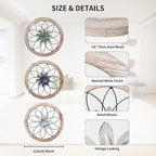Paquesta 3 Piece Round Farmhouse Wall Decor with 6 Piece Interchangeable Flowers 12'' Medallion Wood & Metal Rustic Wall Art for Living Room Bedroom Kitchen Bathroom Dining Room Home Decorations