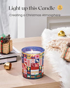 M&SENSE Magic Christmas 55 Hours Vanilla & Apple Scented Natural Soy Wax Candle for Home, 9.9oz Clean Non Toxic Candle for Bathroom, Christmas Scented Gift for Celebration Holiday