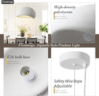 23.6in Large Wabi Sabi Pendant Lights Kitchen Island Lighting Fixture Ceiling Mount White Modern Japanese Lamp Japandi Chandelier for Dining Living Room Bedroom Restaurant Hanging Lamp