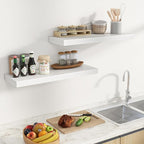 Fun Memories Floating Shelves for Wall, 32 Inch Long Floating Shelves Set of 2, 32 x 10 Wooden Shelves for Wall, Large Storage Shelves, Hanging Shelves for Bathroom Kitchen Bedroom, White