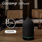200ML Ceramic Essential Oil Diffuser - Ultrasonic Aromatherapy & Humidifier with 7-Color LED Lights, Auto Shut-Off, Black, 1H/3H/6H Timer | Scent for Home, Office, Yoga