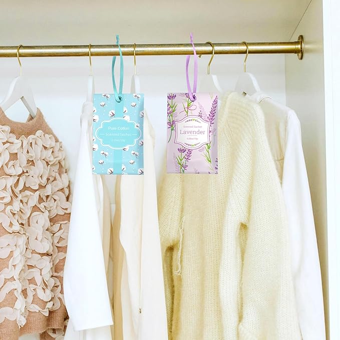 SCENTORINI Sachets for Drawers and Closets, Sachets Bags Long-Lasting, 16 Pack,Wardrobes, Lavender Linen Vanilla Cotton, Home Fragrance Sachet for Closet, Drawer, Wardrobe