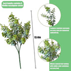 Artificial Fall Eucalyptus Plant – 8PCS Outdoor Fake Greenery, UV Resistant Fake Plants for Porch, Patio, Thanksgiving or Autumn Home Decor - Dusty Green Leaves