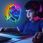 Dreadlocks Alien Neon Sign, E.T Neon Signs for Wall Decor, for Man Cave Game Room Teens Boy Room Decor, Gift for Teens Kids E.T Fans UFO Fans, Dimmable Decoration USB Powered with Switch