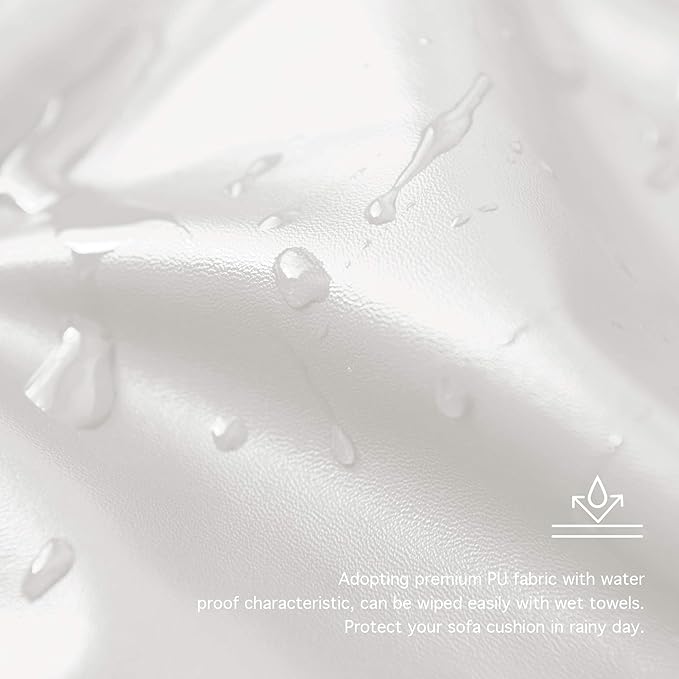 Yates Home PU Leather Couch Sofa Cushion Slipcover Water-Proof Elastic Chair RV Seat Covers Loveseat Sofa Furniture Protector Slip Cover for Settee Seater Replacement in Living Room(X-Large, Ivory)