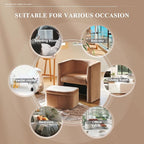 Mid-Century Velvet Living Room Chair with Storage Ottoman, Space-Saving Accent Chairs for Bedroom/Reading Spaces/Office, Khaki