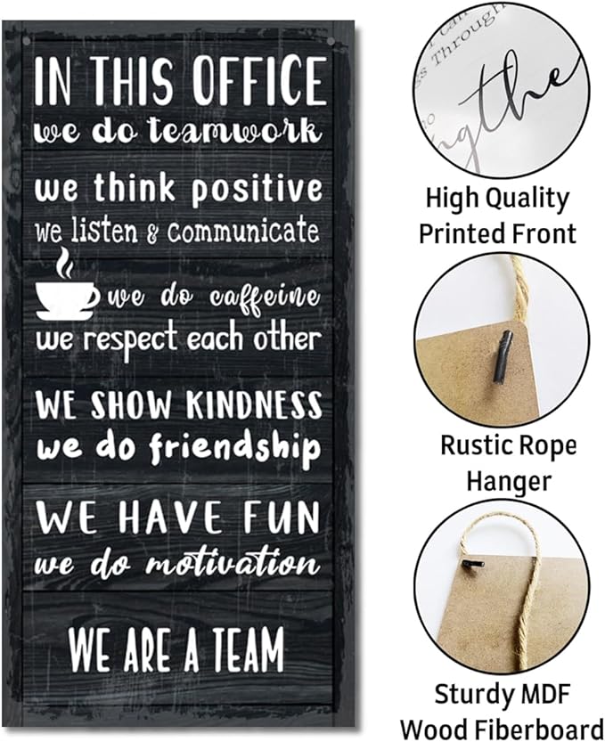 We Are A Team Office Signs Decor, In This Office Sign, Hanging Wood Sign Office Décor, Motivational Quotes Wall Décor, Office Wall Art, Human Resources Office Wall Décor, Team Gift, Gift for Leader A1