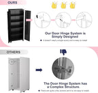 75" Storage Cabinet, Metal Pantry Cabinet, Kitchen Pantry Storage Cabinets with Doors and 4 Shelves, Cabinets for Laundry Room, Living Room, Dinning Room, Assembly Required, Black