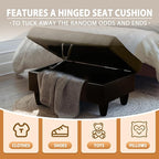 Ottoman Rectangular Storage Ottoman Bench, Flannel Footrest Stool Footstool with Lid for Living Room, Bedroom, Entryway, Taupe&Black, 35"x23.5"x17.5"