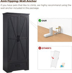 72" Tall Wood Storage Cabinet, Farmhouse Kitchen Pantry Cabinet with Adjustable Shelves & Drawer & Barn Doors, Versatile Storage for Kitchen, Dining Room, Bathroom, Black