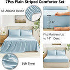 CozyLux Full Size Comforter Sets Light Blue, 7 Pieces Bed in a Bag, Blue Comforter Full Size, All Season Bedding Sets with Stitch Quilted Comforter, Flat Sheet, Fitted Sheet, Pillowcases