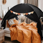 Sherilyn Full Size Bed Canopy Bed Tents Dream Tent on Bed Privacy Space Blackout Sleeping Tents Indoor Breathable Portable Cottage Drafty Room Floor (Large Black)