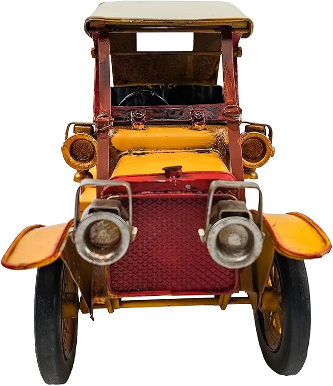 Berfutall-11''Iron Classic Yellow Classic Cars Model Collectible Vehicle Decoration, Metal Cars Christmas Decor ，Unique Blend of Vintage, Rustic, for Table Top Decor. (F)