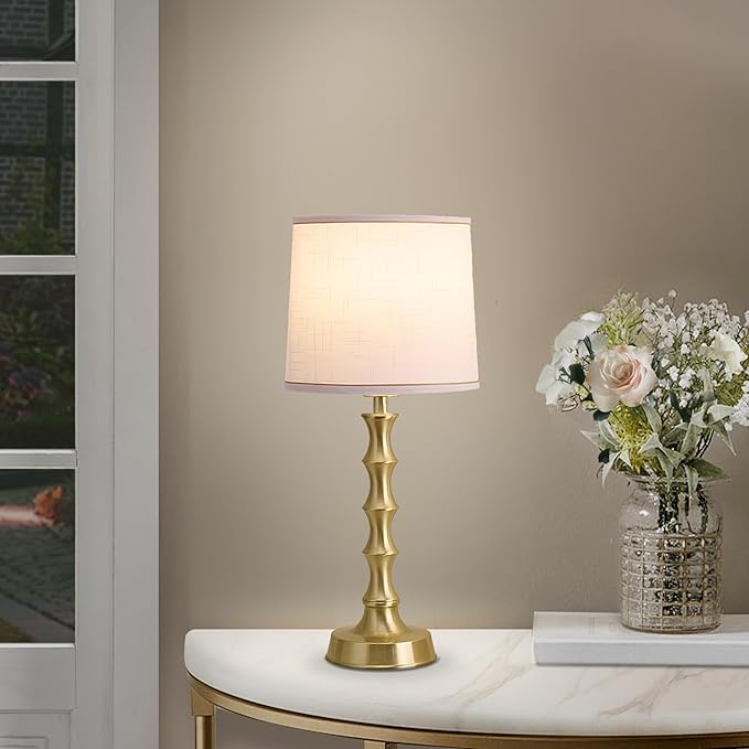 24" Small Table Lamp for Bedroom, Gold Bedside Lamps for Nightstand Set of 2, Small Gold Lamps for Living Room Set of 2, Modern Accent Lamp for End Table, Kitchen, Small Lamps for Kids Room
