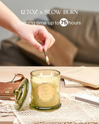 M&SENSE Basil Ginger Scented Candles, Plant-Based Soy Candles Non Toxic Soot-Free, Relaxing Air Purifying Stress Relief on Bathtub, 2 Wick 12.7oz Large Jar Candle 75 Hour Long Lasting, Father Gifts